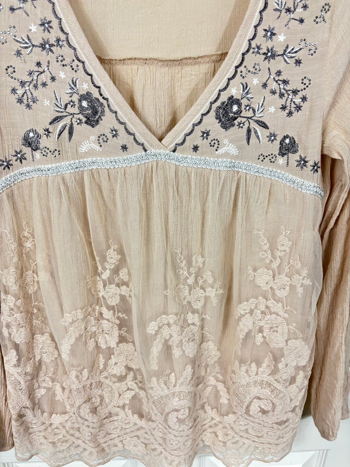 Jolt long sleeve boho top, S